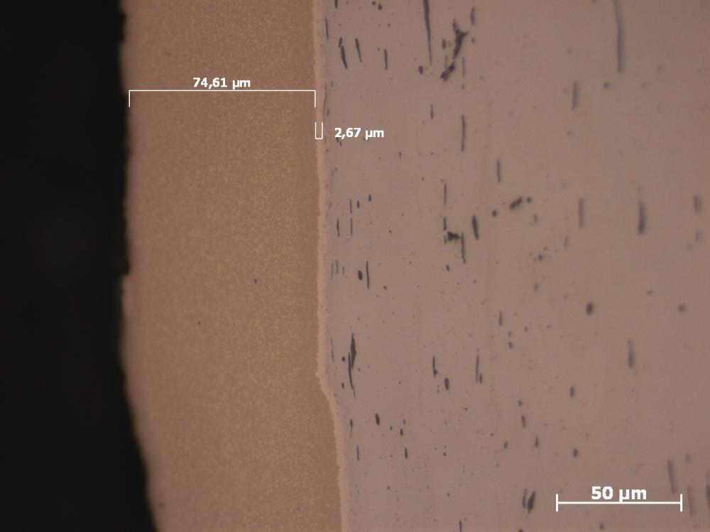 Diffusion der Schicht bis zu einer Dicke von 2 bis 4 µm
